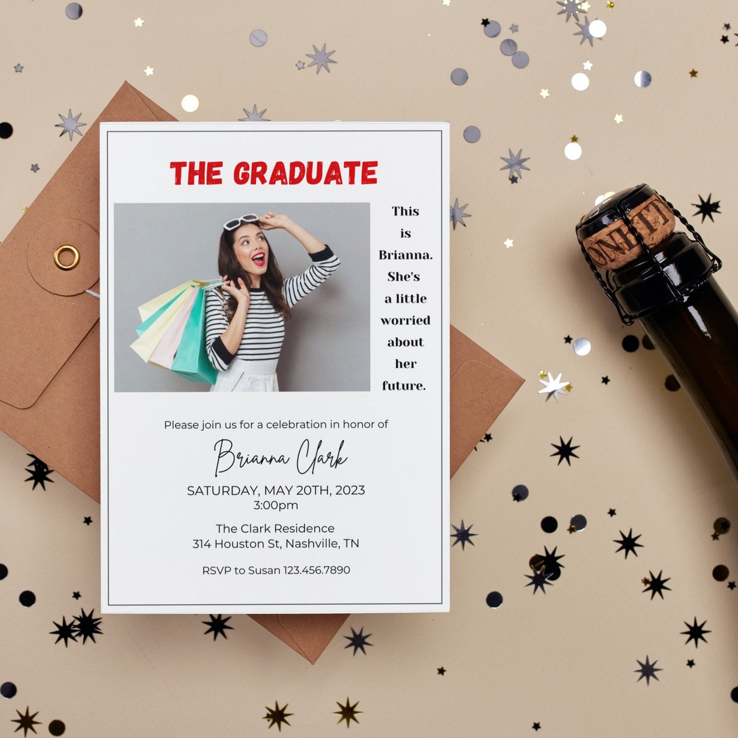 Fun Graduation Announcement, 2023 Graduation Party Invitation Template, The Graduate Funny Graduation Party Invite, Instant Download