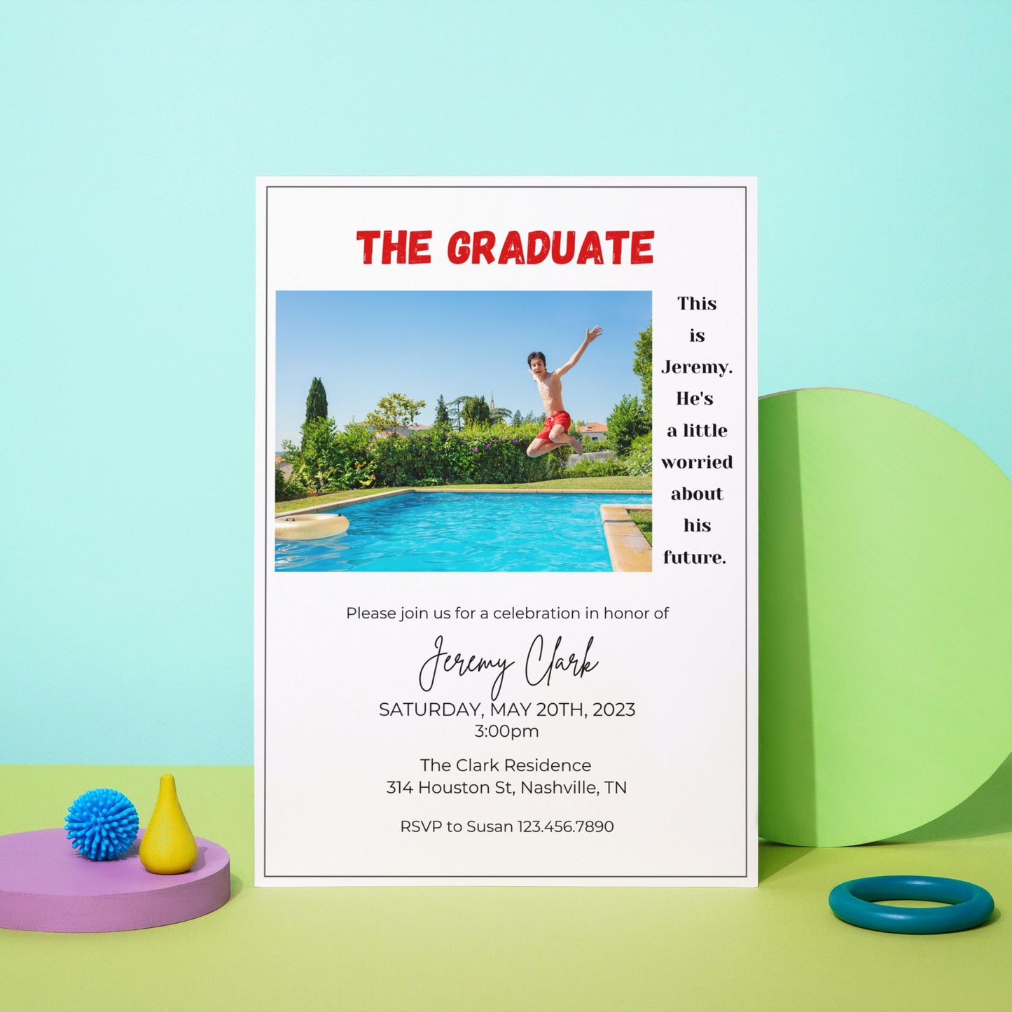 Fun Graduation Announcement, 2023 Graduation Party Invitation Template, The Graduate Funny Graduation Party Invite, Instant Download