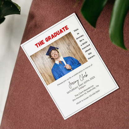 Fun Graduation Announcement, 2023 Graduation Party Invitation Template, The Graduate Funny Graduation Party Invite, Instant Download