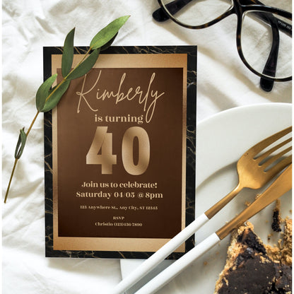 Editable Birthday Dinner Invitation, Shades of Black and Brown, Brown Birthday Invitation, Shades of Melanin, Printable or Text Invite