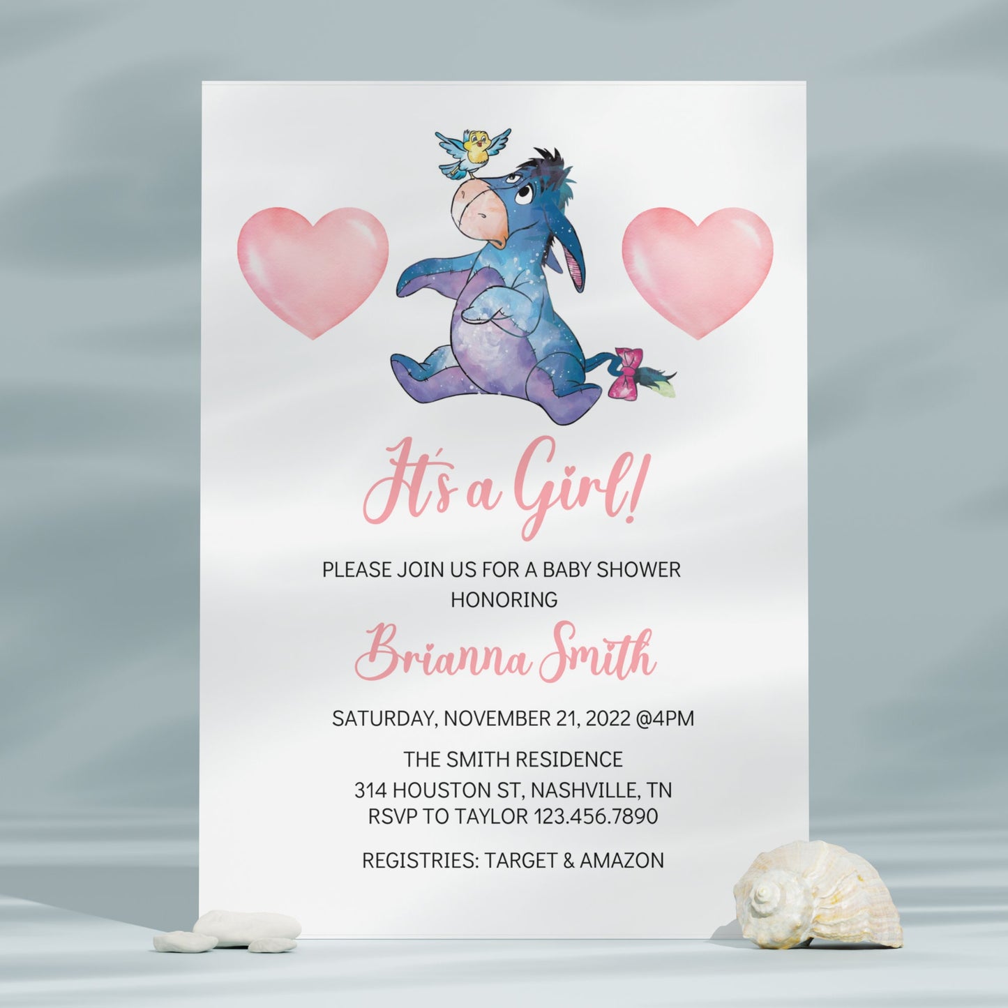 Winnie the Pooh Baby Shower Invitation, Eeyore Baby Shower Invitation, Winnie the Pooh Invite, Eeyore Invitation, Editable Instant Download