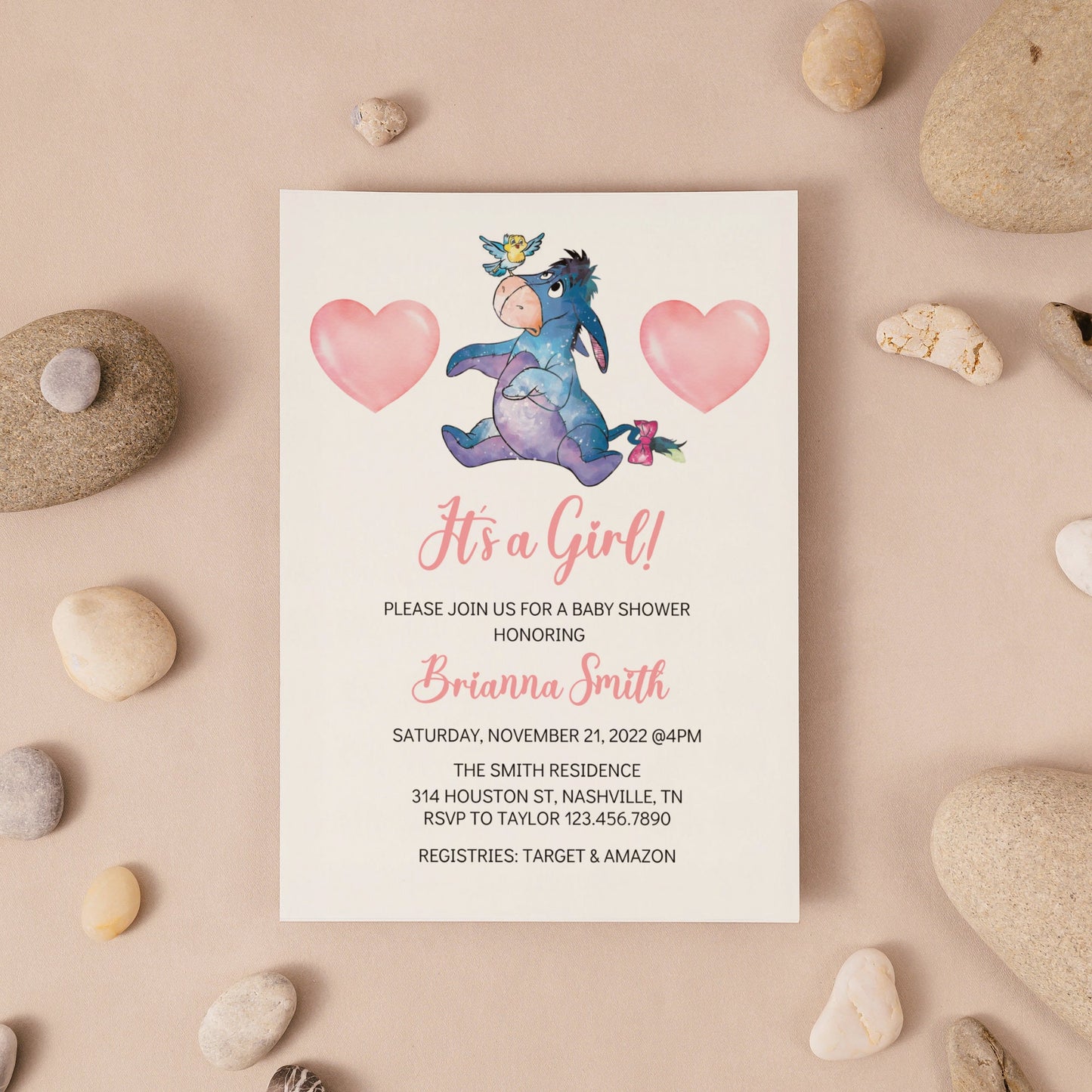 Winnie the Pooh Baby Shower Invitation, Eeyore Baby Shower Invitation, Winnie the Pooh Invite, Eeyore Invitation, Editable Instant Download