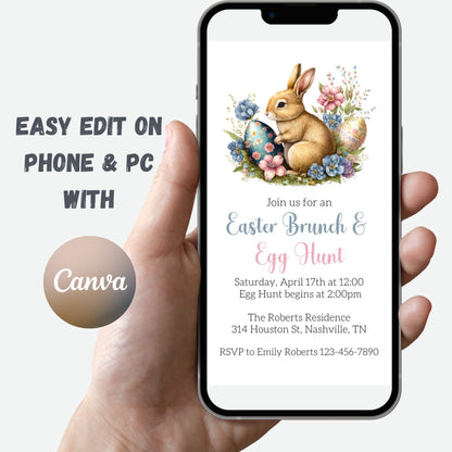 Easter Brunch Invitation Template, Easter Egg Hunt, Easter Party Invite, Easter Celebration Invitation, Easter Scavenger Hunt for Kids