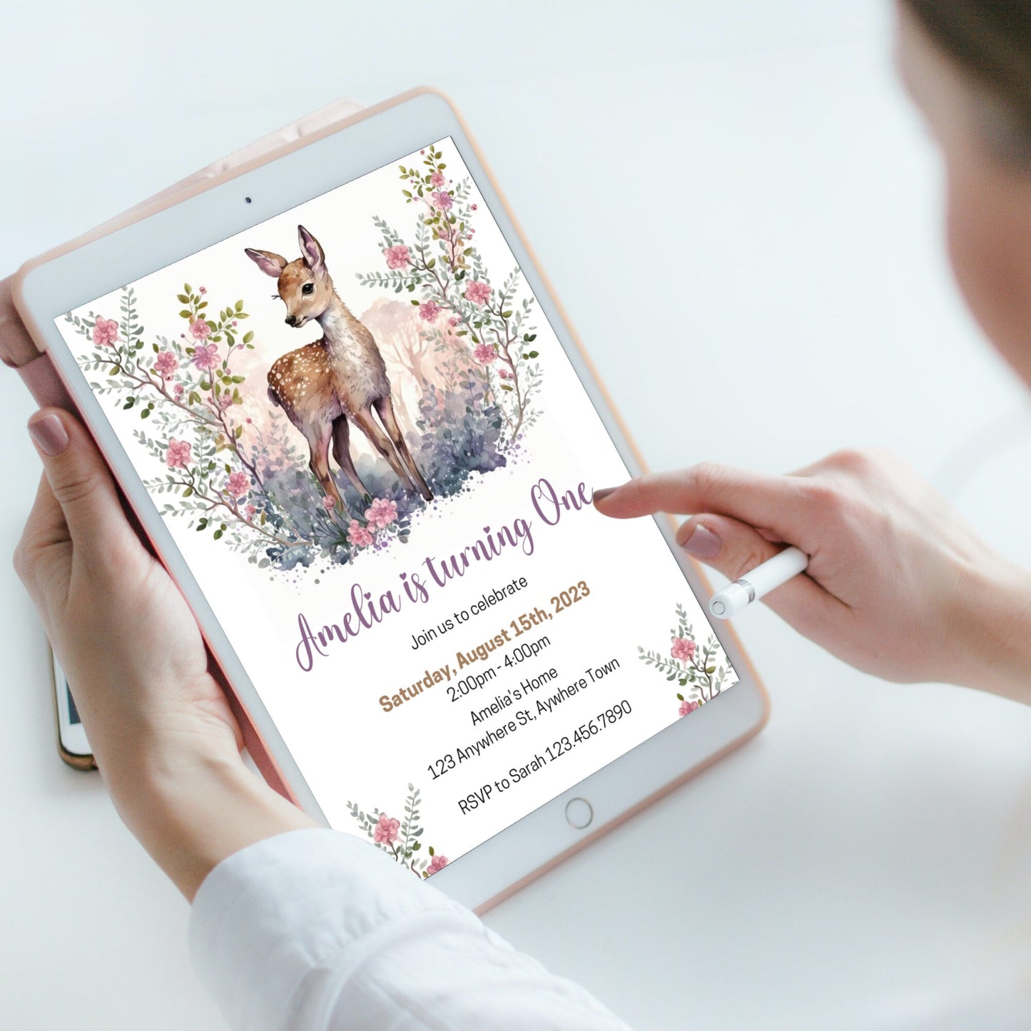 Woodland Deer Birthday Invitation, Printable Deer Birthday Invite Template, Woodland Animals Invitation, Deer Invitation, Instant Download