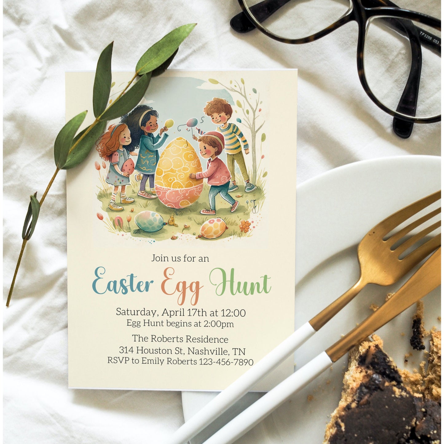 Easter Egg Hunt Invitation Template, Easter Brunch, Easter Party Invite, Vintage Easter Egg Hunt Invitation, Easter Scavenger Hunt for Kids