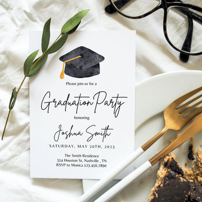 Minimalist Graduation Announcement, 2023 Graduation Party Invitation Template, Unisex Graduation Party Invite, Editable Instant Download