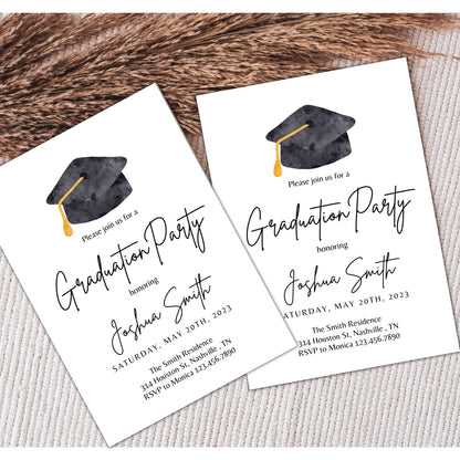 Minimalist Graduation Announcement, 2023 Graduation Party Invitation Template, Unisex Graduation Party Invite, Editable Instant Download