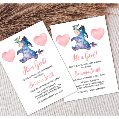 Winnie the Pooh Baby Shower Invitation, Eeyore Baby Shower Invitation, Winnie the Pooh Invite, Eeyore Invitation, Editable Instant Download