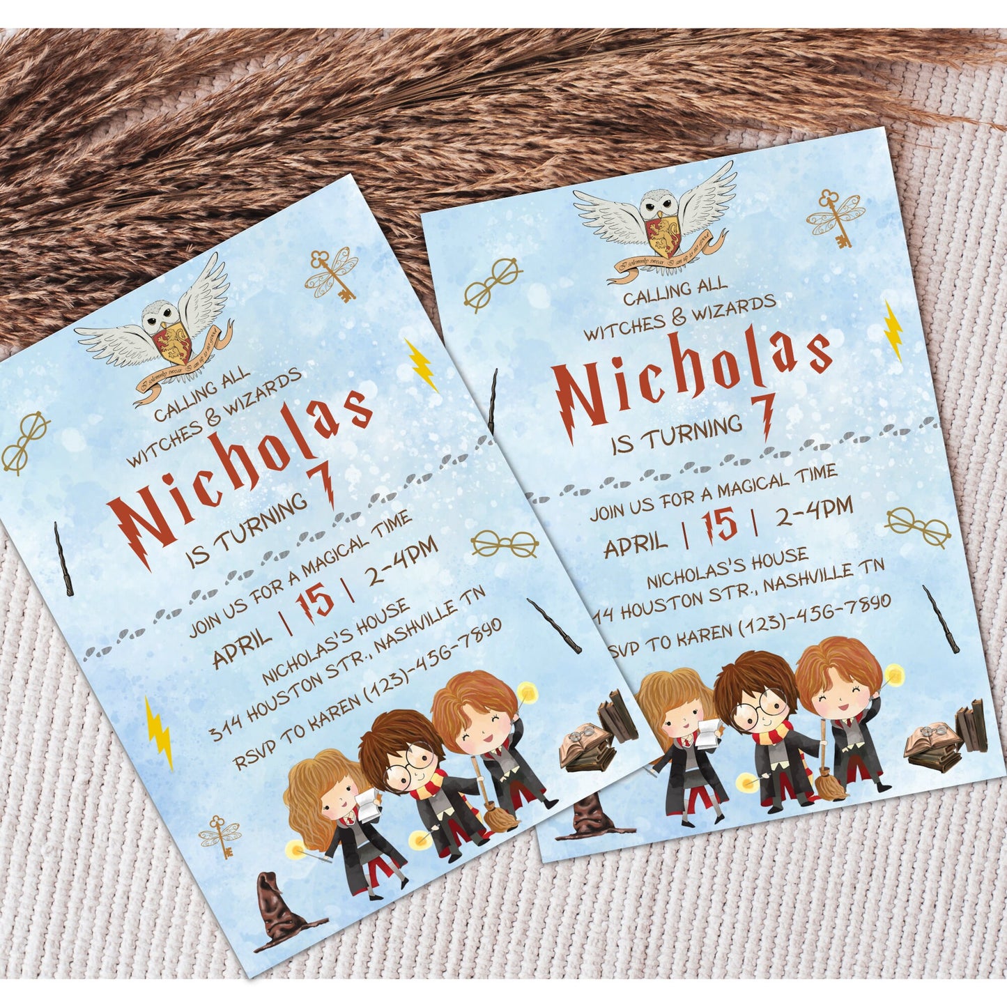 Wizard Birthday Invitation Template, Magical Birthday Party Invitation, Wizard Party Invite, Boy Wizard Birthday Invite, Editable Download