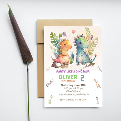 Dinosaur Birthday Invitation, Dino Birthday Invite, Roar Like a Dinosaur Invite, Party like a Dinosaur Invite, Editable Instant Download