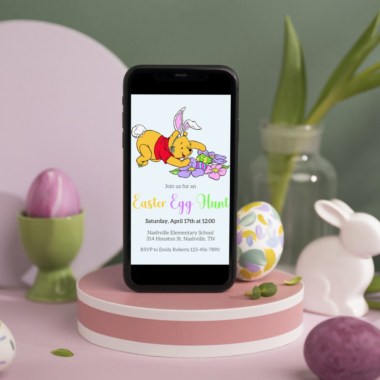 Winnie the Pooh Easter Egg Hunt Invitation, Easter Egg Hunt fo kids, School Easter Egg Hunt, Easter Invite, Easter Scavenger Hunt for Kids