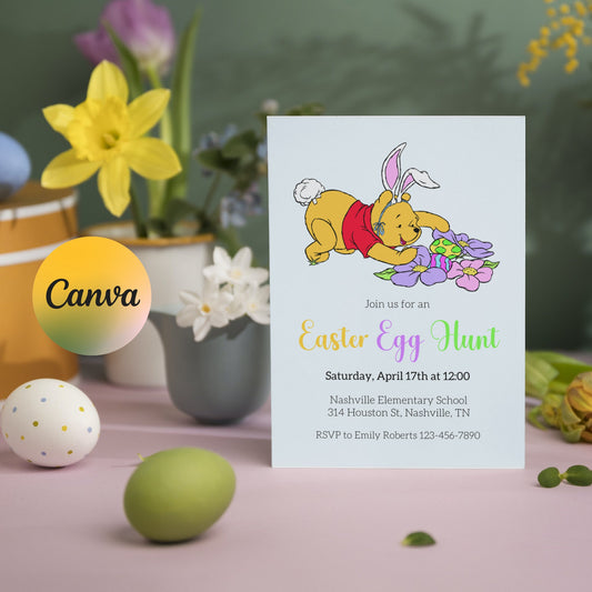 Winnie the Pooh Easter Egg Hunt Invitation, Easter Egg Hunt fo kids, School Easter Egg Hunt, Easter Invite, Easter Scavenger Hunt for Kids