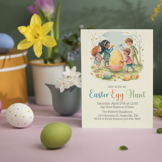 Easter Egg Hunt Invitation Template, Easter Brunch, Easter Party Invite, Vintage Easter Egg Hunt Invitation, Easter Scavenger Hunt for Kids