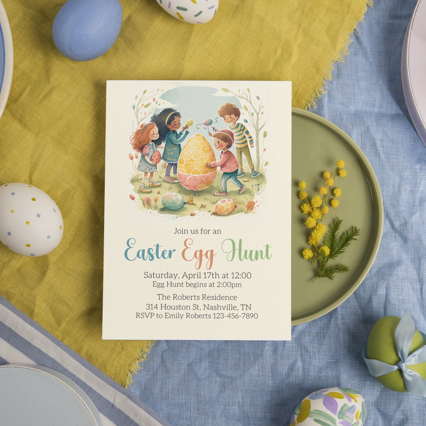 Easter Egg Hunt Invitation Template, Easter Brunch, Easter Party Invite, Vintage Easter Egg Hunt Invitation, Easter Scavenger Hunt for Kids