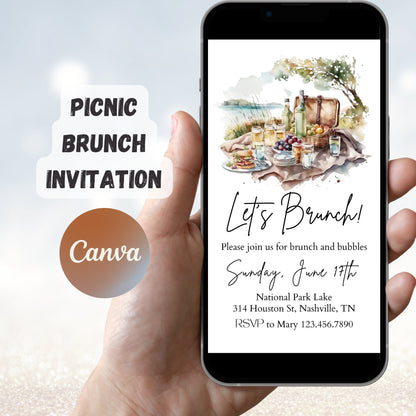 Editable Boho Picnic Invitation, Picnic Birthday Invitation, Picnic Birthday Party, Backyard Party, Park Party Invitation, Instant Download