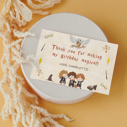 Wizard Birthday Thank You Card, Magical Birthday Party Thank You Card, Witch Party Invite, Unisex Wizard Birthday Invite, Editable Download