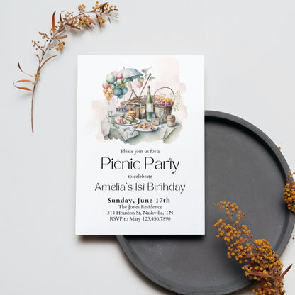 Editable Picnic Party Invitation, Picnic Birthday Invitation, Picnic Birthday Party, Backyard Party, Park Party Invitation, Instant Download