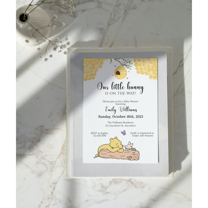 Classic Winnie the Pooh Baby Shower Invitation, Gender Neutral Pooh Bear Baby Shower, Little Hunny Baby Shower Invite, Instant Download