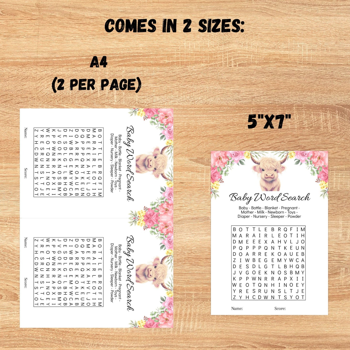 15 Highland Cow Baby Shower Games, Floral Cow Baby Shower Game Bundle, Holy Cow Baby Shower Game Bundle, Fun Baby Shower, Instant Download