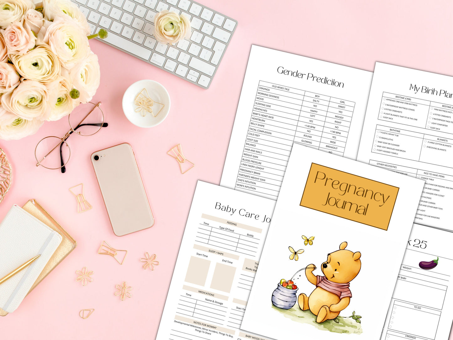 The Ultimate Pregnancy Journal, Printable Pregnancy Journal, Winnie the Pooh Pregnancy Planner, Pregnancy Memory Book, Bump to Baby, PDF