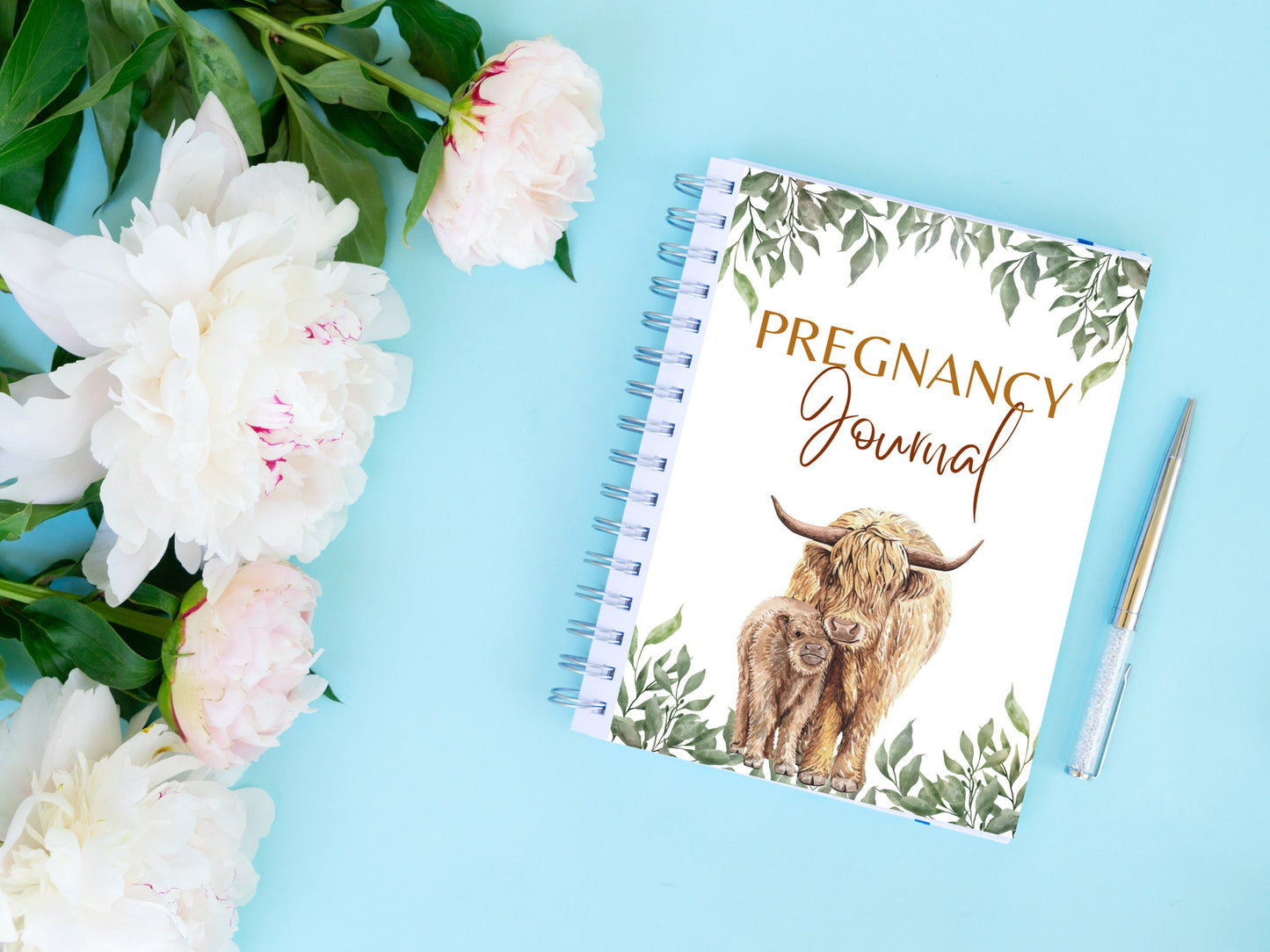 The Ultimate Pregnancy Journal, Printable Pregnancy Journal, Highland Cow Pregnancy Planner, Pregnancy Memory Book, Bump to Baby, PDF