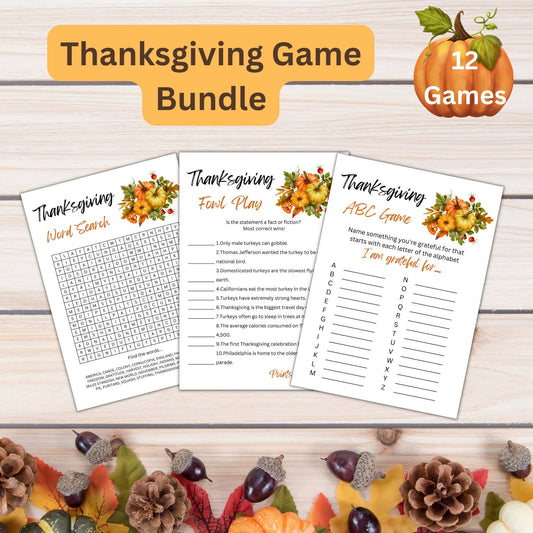 Thanksgiving Game Bundle, Printable Thanksgiving Games For Kids and Adults, Party Games, Family Games, Classroom Games, Instant Download