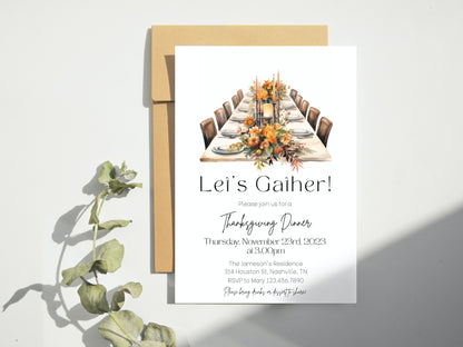 Thanksgiving Dinner Invitation, Friendsgiving Invitation, Fall Autumn Dinner Invite, Thanksgiving Invitation, Editable Instant Download