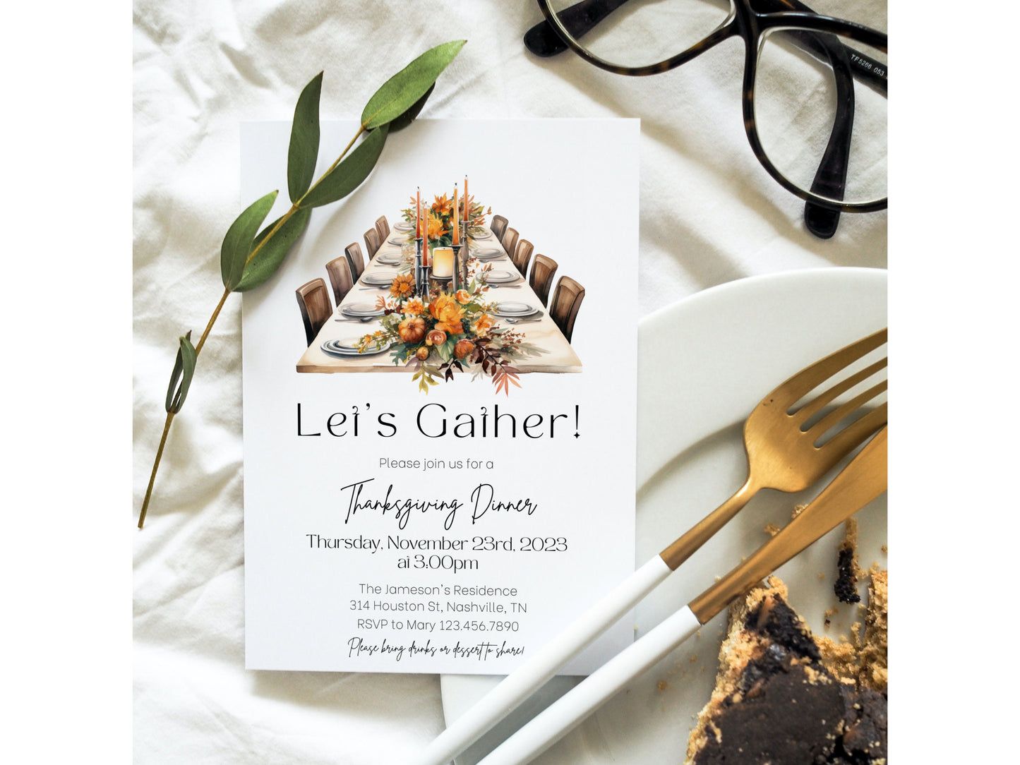 Thanksgiving Dinner Invitation, Friendsgiving Invitation, Fall Autumn Dinner Invite, Thanksgiving Invitation, Editable Instant Download