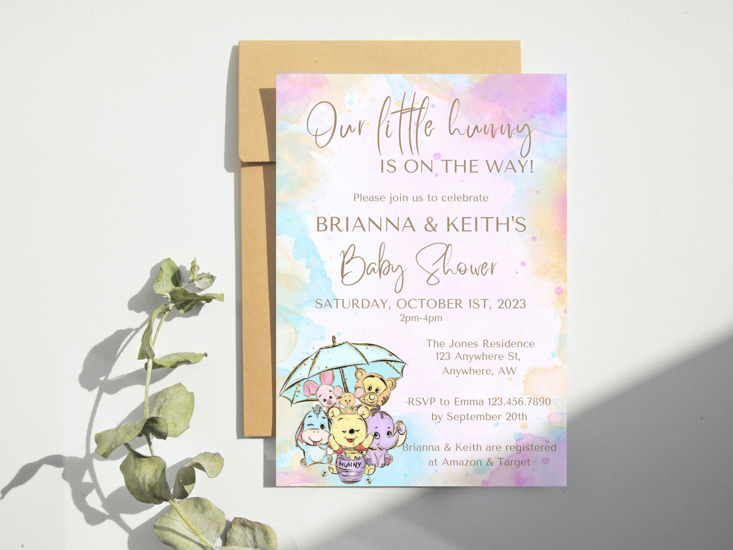 Winnie the Pooh Baby Shower Invitation, Winnie and friends Baby Shower Invitation, Winnie the Pooh Girl Invite, Editable Instant Download