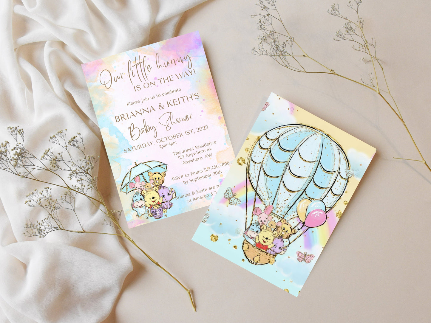 Winnie the Pooh Baby Shower Invitation, Winnie and friends Baby Shower Invitation, Winnie the Pooh Girl Invite, Editable Instant Download