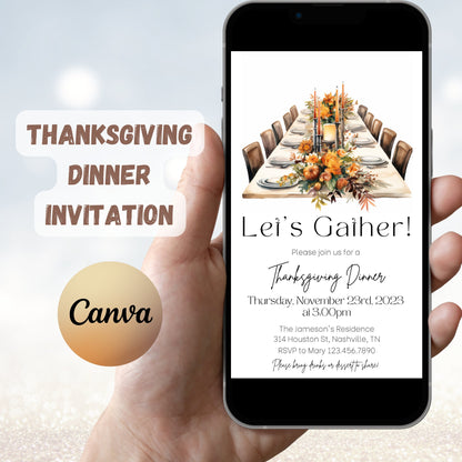 Thanksgiving Dinner Invitation, Friendsgiving Invitation, Fall Autumn Dinner Invite, Thanksgiving Invitation, Editable Instant Download