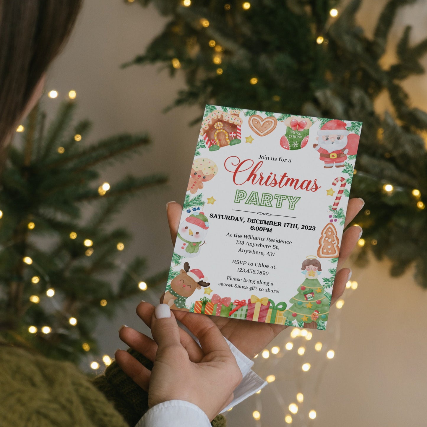 Editable Christmas Party Invitation, Kids Christmas Party Invitation Template, Kids Printable Holiday Party Invite, House Party Invitation