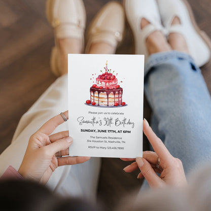 Simple Birthday Invitation, Adult Birthday, Simple Invitation, Surprise Birthday Party,  Birthday Cake Invitation, Editable Birthday Invite