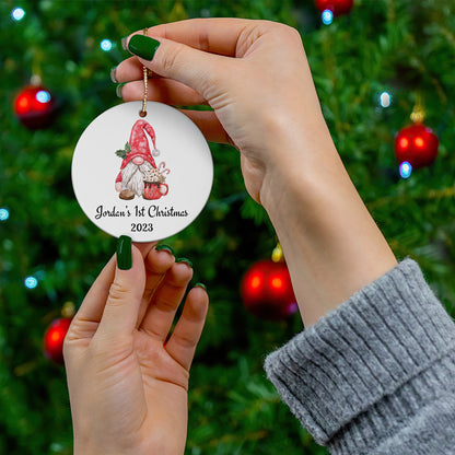 Personalized Baby's 1st Christmas Ornament, Baby's First Christmas Ornament 2023, New Baby Christmas Gift, Custom Gnome First Ornament Gift