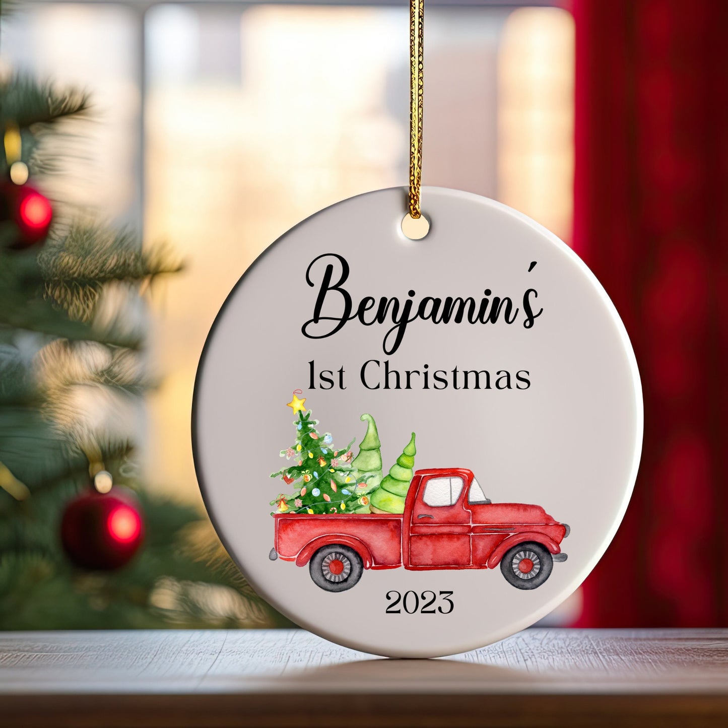 Personalized Baby's 1st Christmas Ornament, Baby's First Christmas Ornament 2023, New Baby Christmas Gift, Custom Truck First Ornament Gift