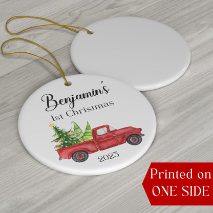 Personalized Baby's 1st Christmas Ornament, Baby's First Christmas Ornament 2023, New Baby Christmas Gift, Custom Truck First Ornament Gift