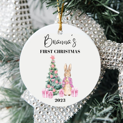 Personalized Baby's 1st Christmas Ornament, Baby's First Christmas Ornament 2023, New Baby Christmas Gift, Custom Girl Rabbit First Ornament