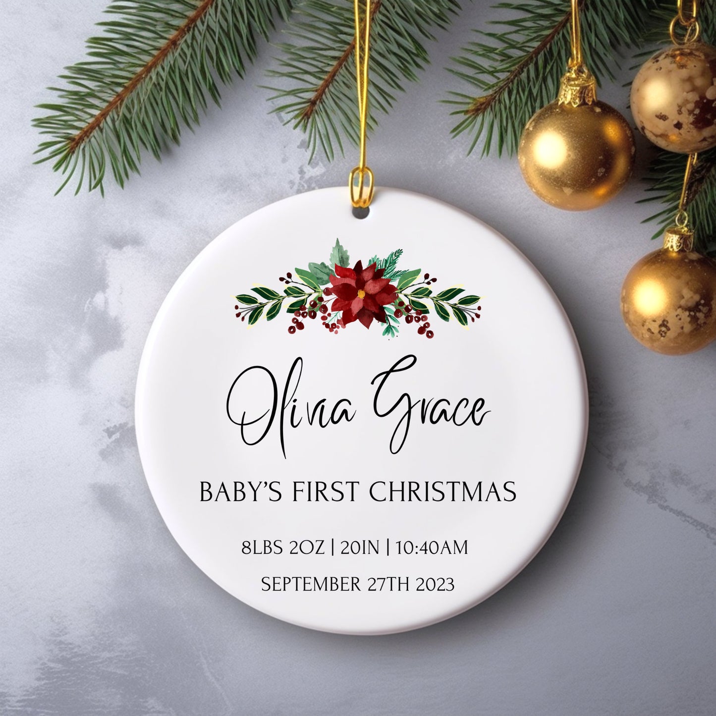 Personalized Baby's 1st Christmas Ornament, Baby's First Christmas Ornament 2023, New Baby Christmas Gift, Custom Ornament Milestone Gift