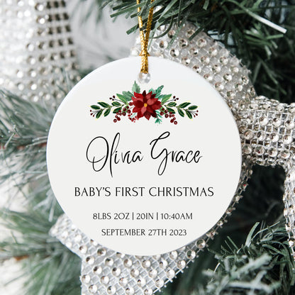 Personalized Baby's 1st Christmas Ornament, Baby's First Christmas Ornament 2023, New Baby Christmas Gift, Custom Ornament Milestone Gift