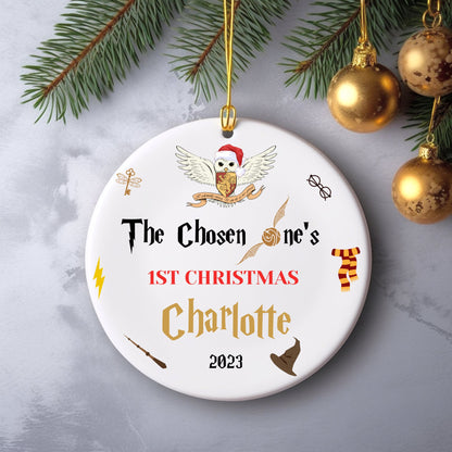 Personalized Baby's 1st Christmas Ornament, Baby's First Christmas Ornament 2023, New Baby Christmas Gift, Custom Wizard Ornament Magic Gift