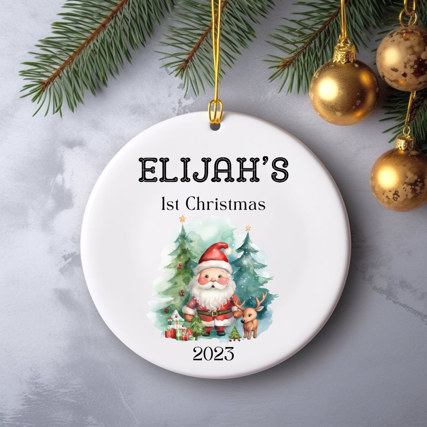 Personalized Baby's 1st Christmas Ornament, Baby's First Christmas Ornament 2023, New Baby Christmas Gift, Custom Santa Ornament Baby Gift