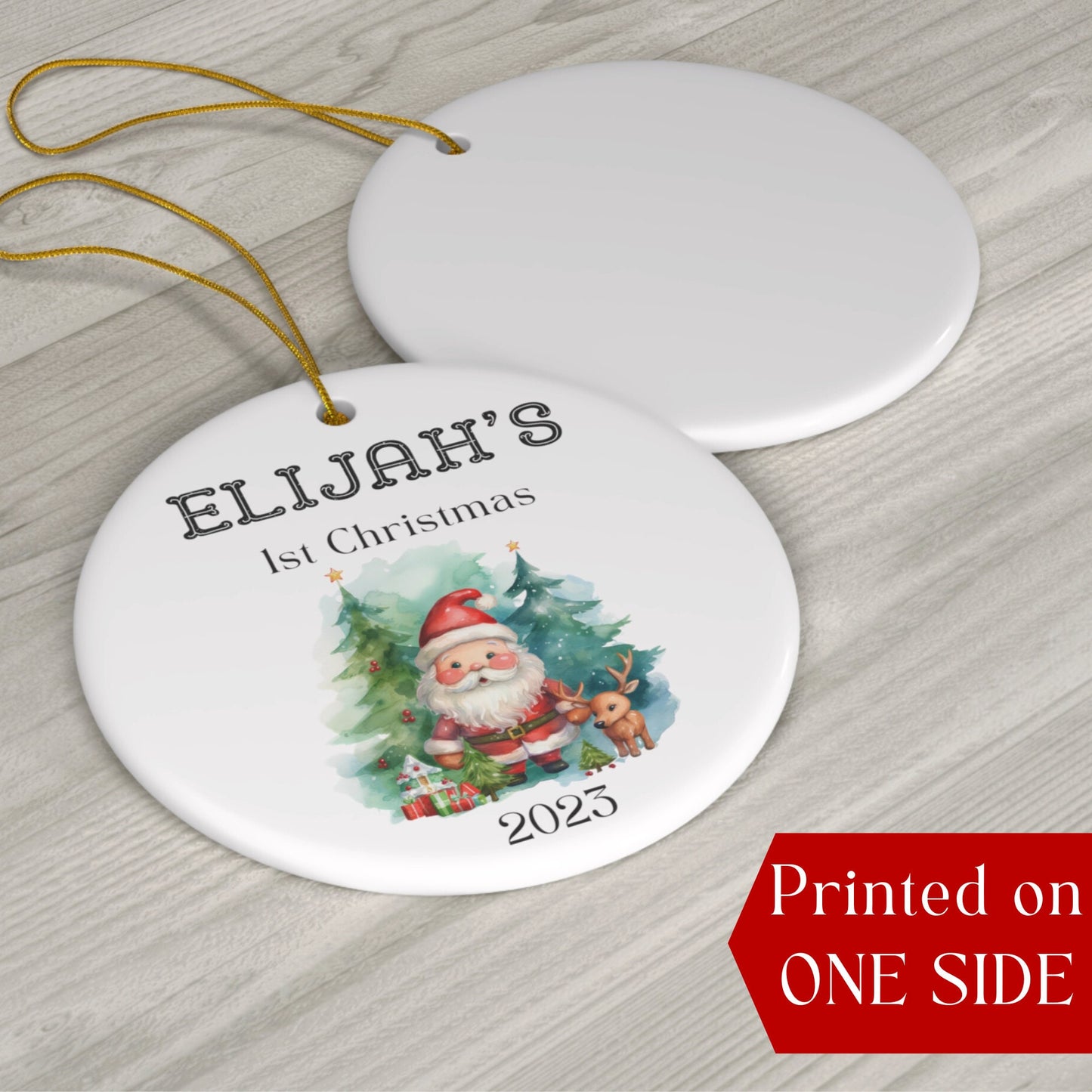 Personalized Baby's 1st Christmas Ornament, Baby's First Christmas Ornament 2023, New Baby Christmas Gift, Custom Santa Ornament Baby Gift