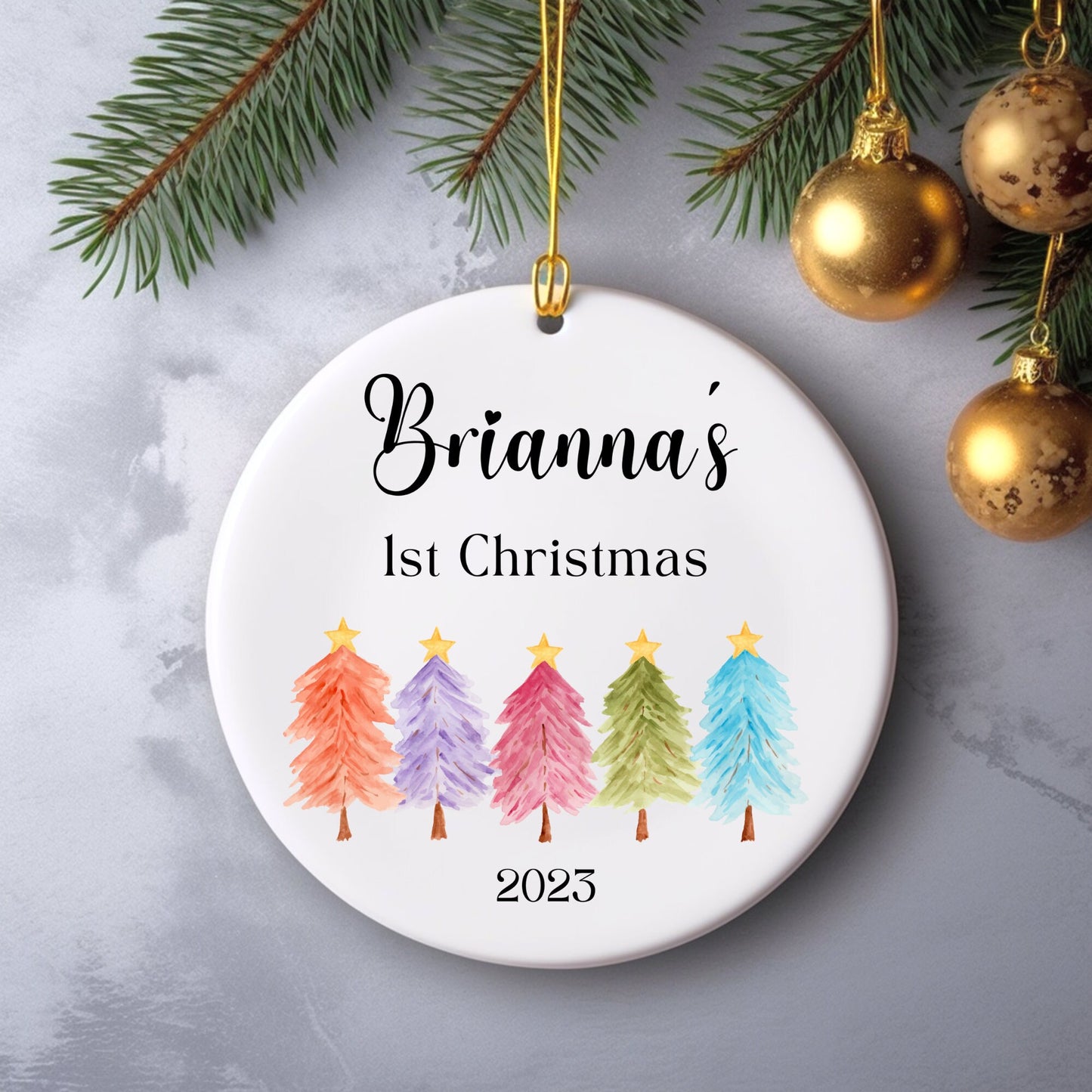 Personalized Baby's 1st Christmas Ornament, Baby's First Christmas Ornament 2023, New Baby Christmas Gift, Custom Forest Ornament Milestone