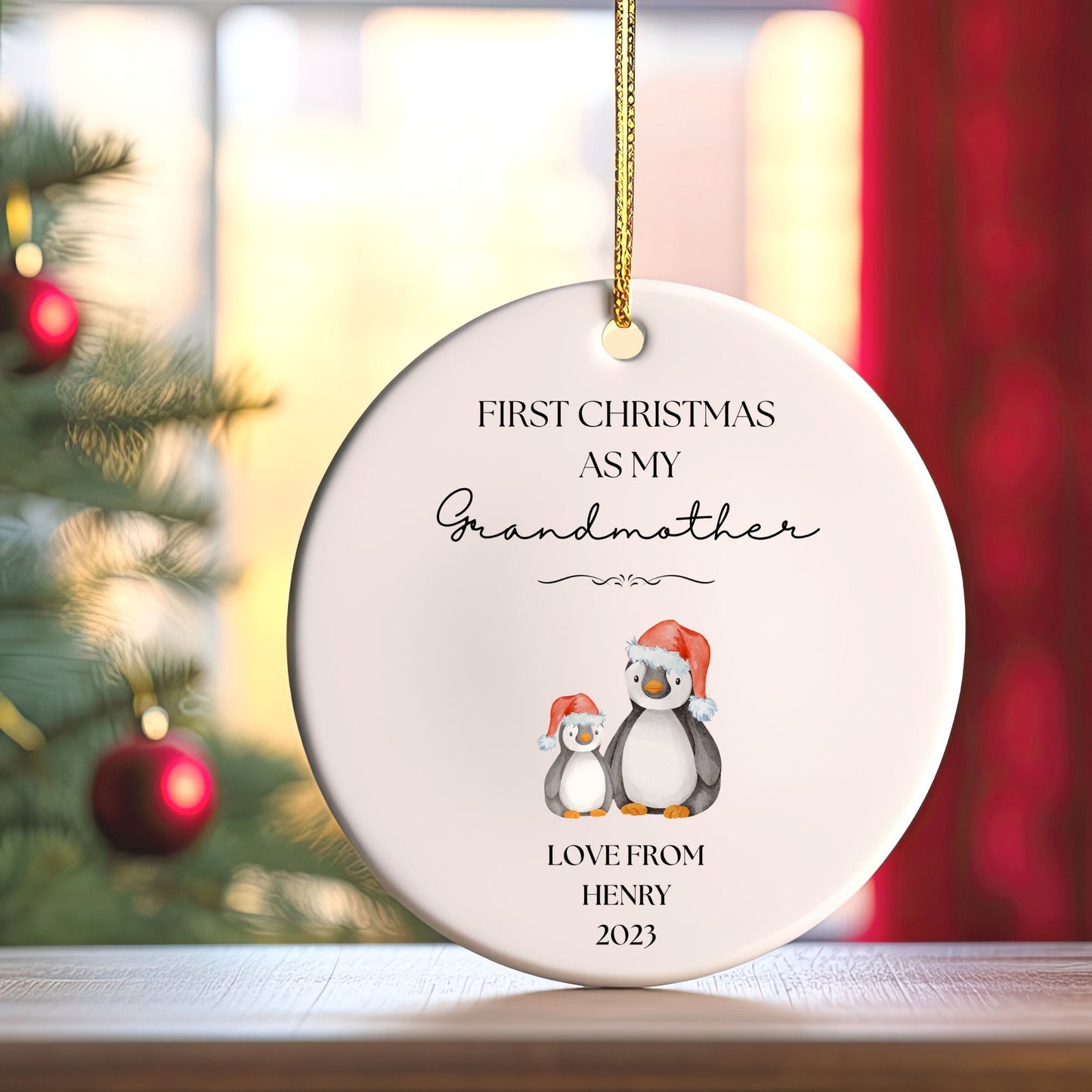 Personalized First Christmas As Grandparents Ornament, First Christmas As Mommy Daddy Grandma Grandpa Custom Ornament, Penguin Ornament