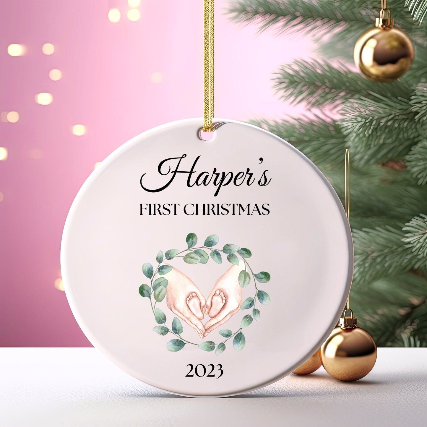 Personalized Baby's 1st Christmas Ornament, Baby's First Christmas Ornament 2023, New Baby Christmas Gift, Custom Ornament, Baby Ornament