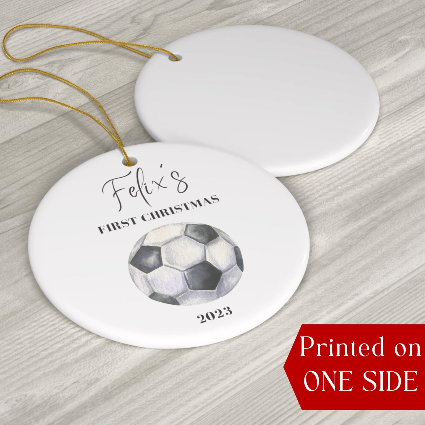 Personalized Baby's 1st Christmas Ornament, Custom Soccer Ornament, Baby's First Christmas Ornament 2023, New Baby Gift,Soccer Ball Ornament