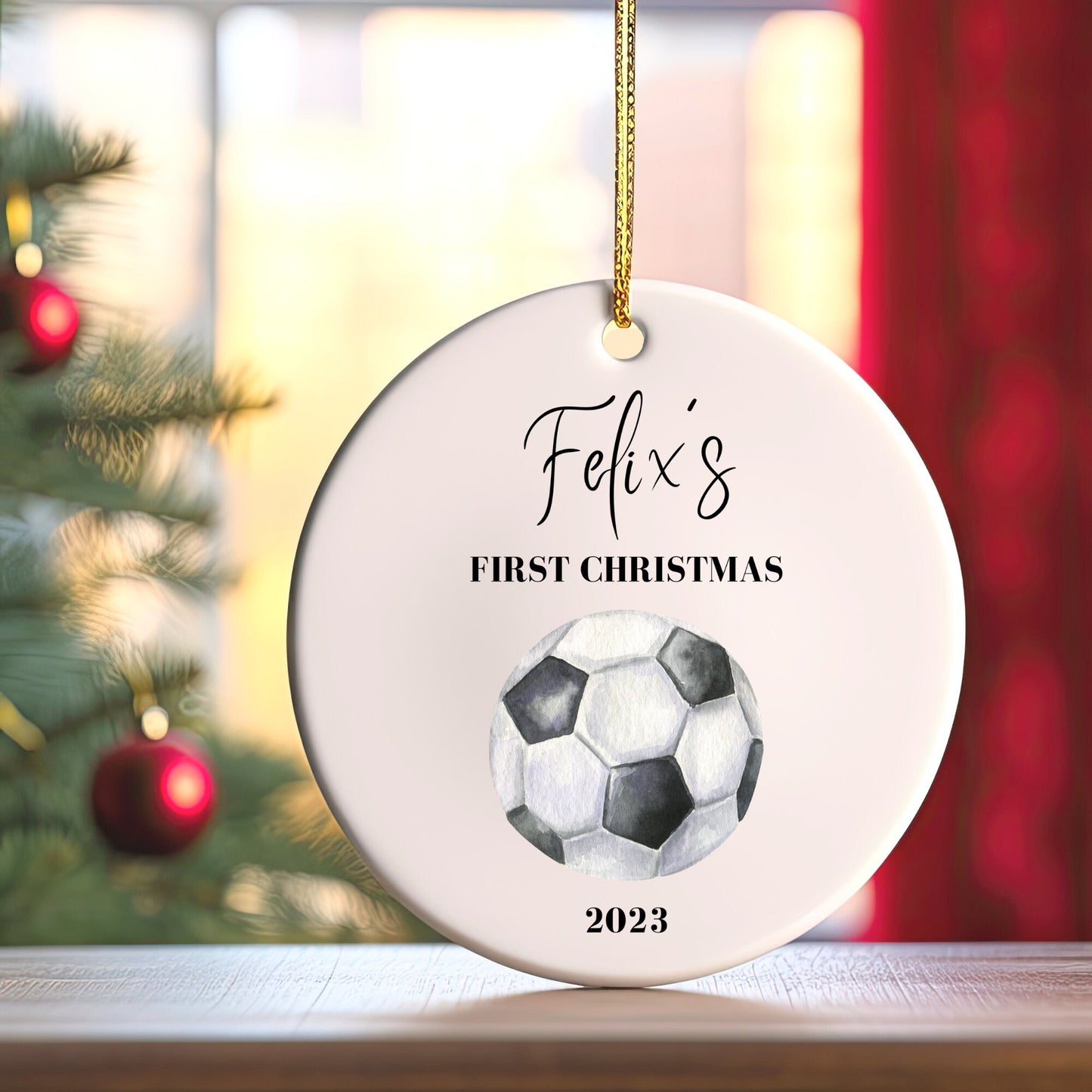 Personalized Baby's 1st Christmas Ornament, Custom Soccer Ornament, Baby's First Christmas Ornament 2023, New Baby Gift,Soccer Ball Ornament