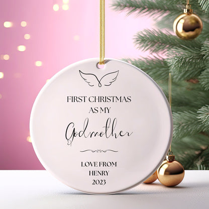 Personalized First Christmas As Godmother Ornament, 1st Christmas As Godmother Ornament, Custom Godmother Gift, Godmother Christmas Gift