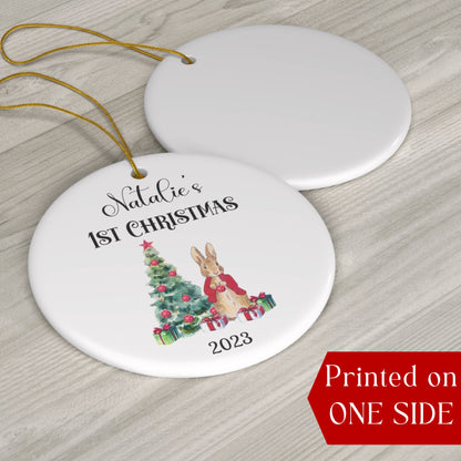 Personalized Baby's 1st Christmas Ornament, Baby's First Christmas Ornament 2023, New Baby Christmas Gift, Custom Rabbit First Ornament Gift