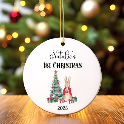 Personalized Baby's 1st Christmas Ornament, Baby's First Christmas Ornament 2023, New Baby Christmas Gift, Custom Rabbit First Ornament Gift